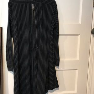 Long black and white pinstripe blouse